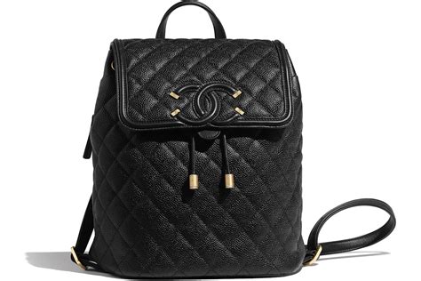 chanel backpack filigree quilted caviar gold-tone black|CHANEL Caviar Quilted Filigree Backpack Black .